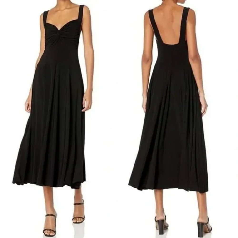 NORMA KAMALI Twist Front Sleeveless Fit & Flare black jersey midi Dress Med